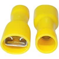 AERZETIX: 100x Terminales electricos planos hembra 6.3mm 0.8mm 4-6mm² aislado amarillo C11507